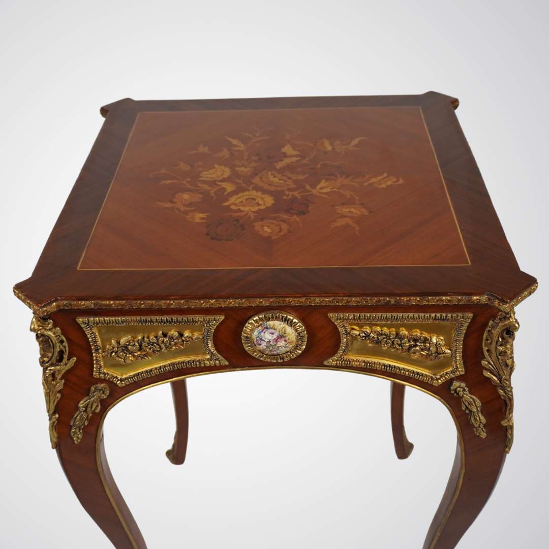 Antique French Louis XV Style Side Table with Gilt Bronze Mounts