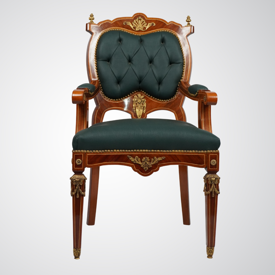 Antique French Louis XVI Style Armchair with Ormolu Mounts