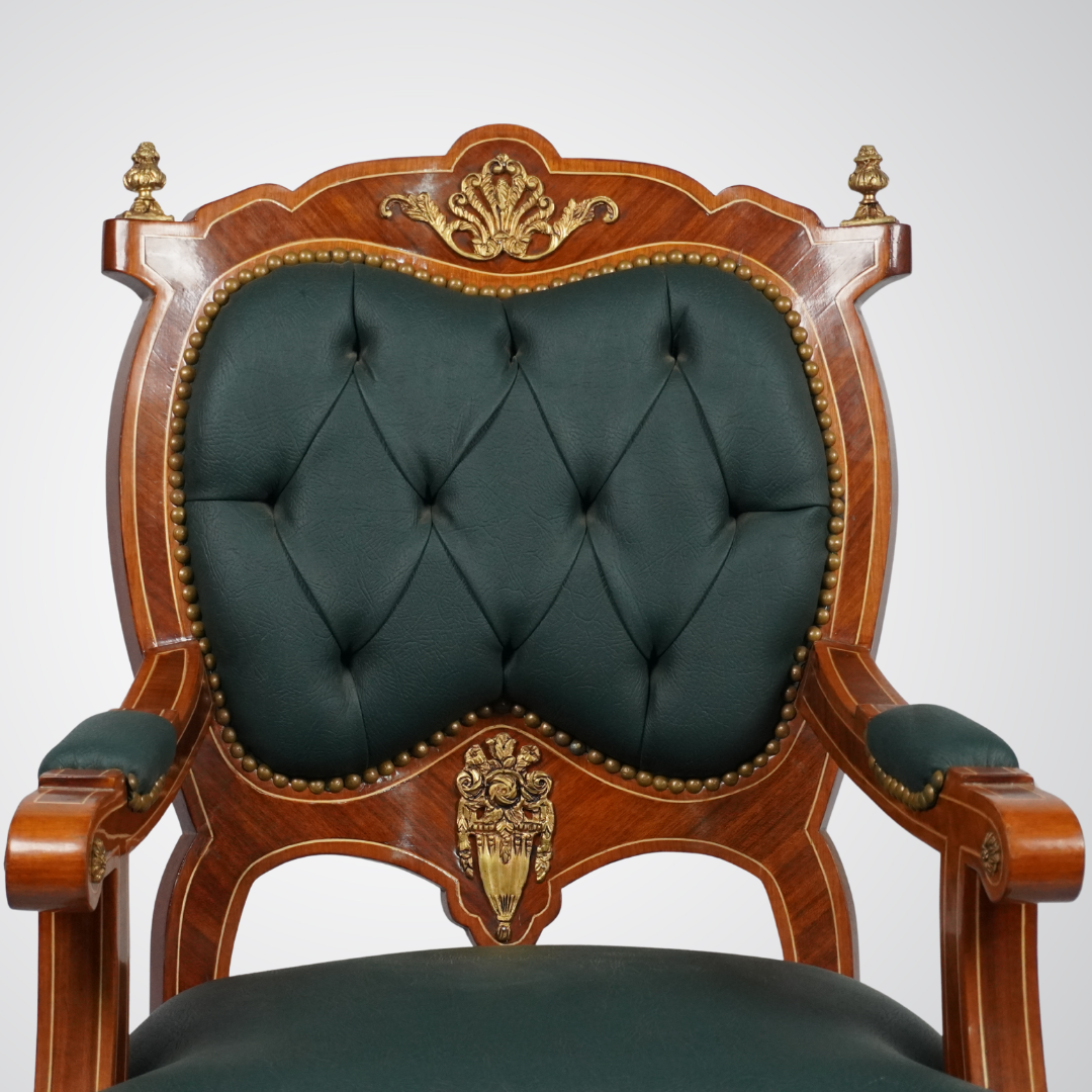 Antique French Louis XVI Style Armchair with Ormolu Mounts
