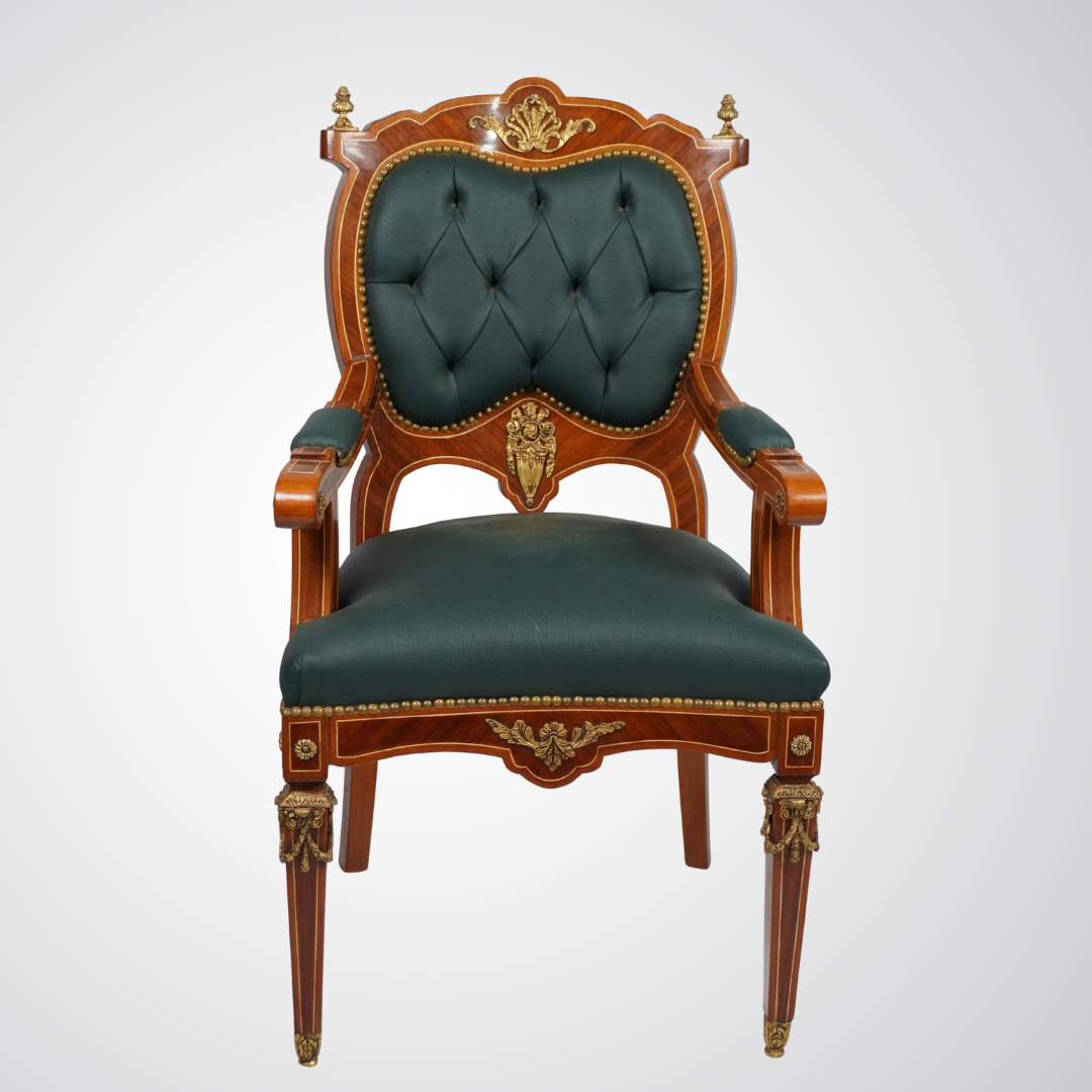 Antique French Louis XVI Style Armchair with Ormolu Mounts