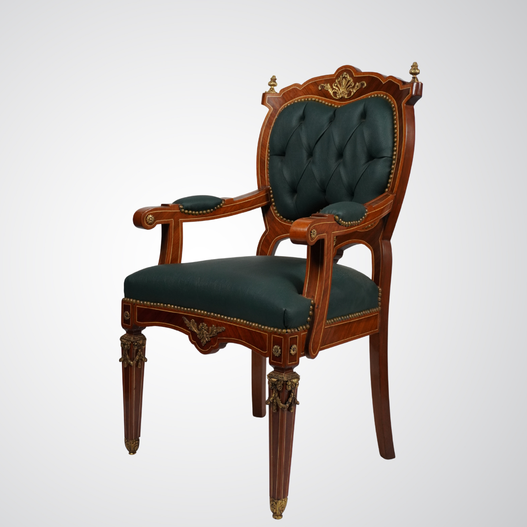 Antique French Louis XVI Style Armchair with Ormolu Mounts