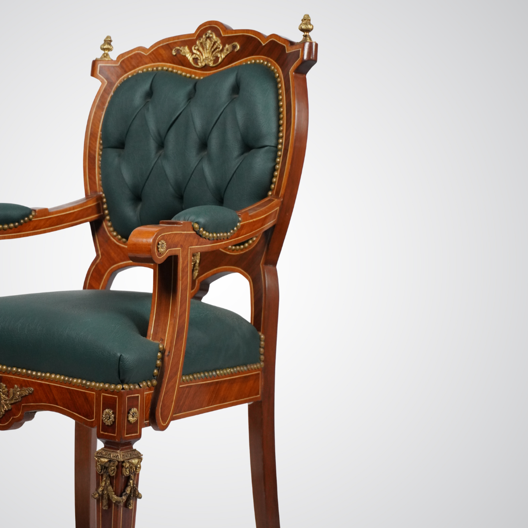 Antique French Louis XVI Style Armchair with Ormolu Mounts