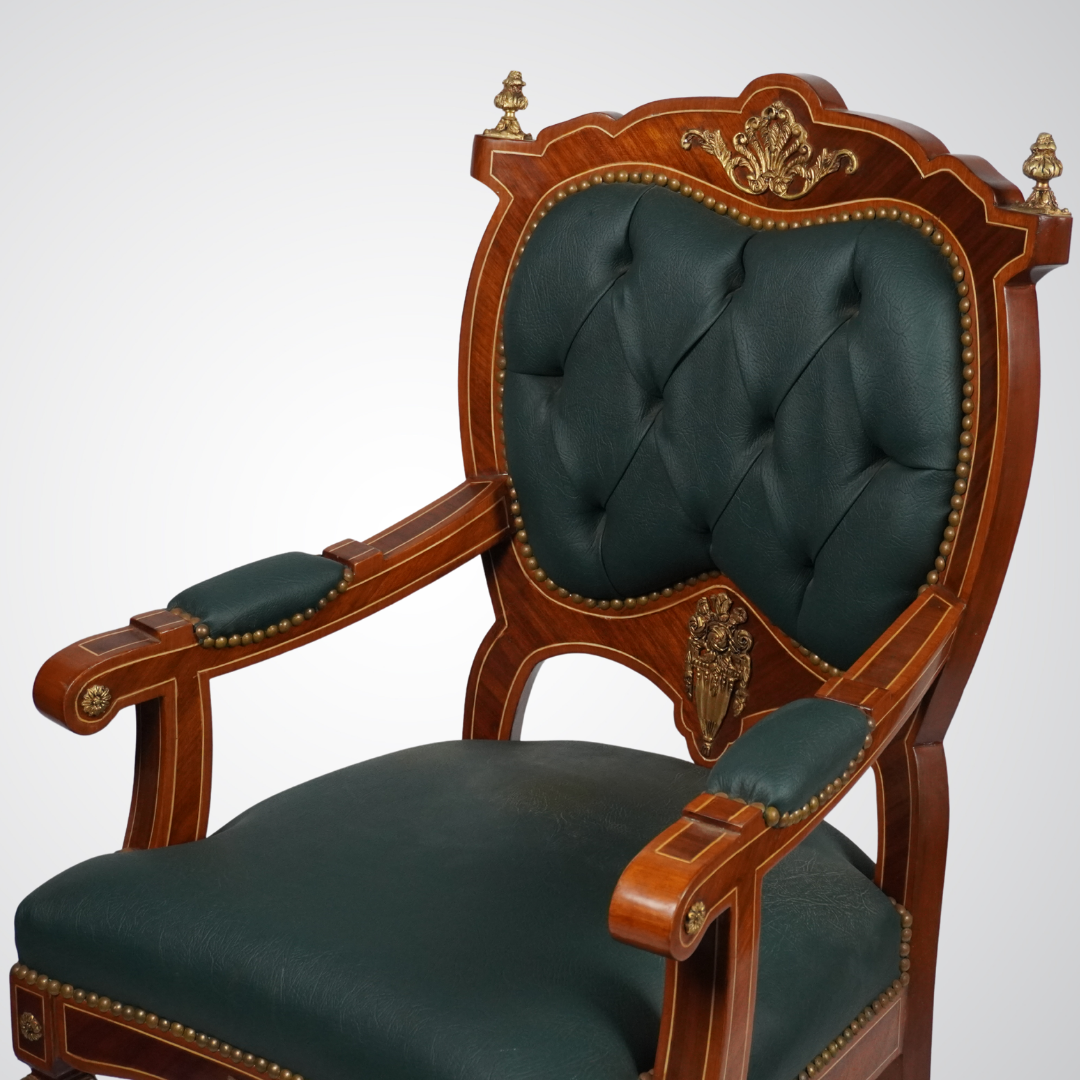 Antique French Louis XVI Style Armchair with Ormolu Mounts