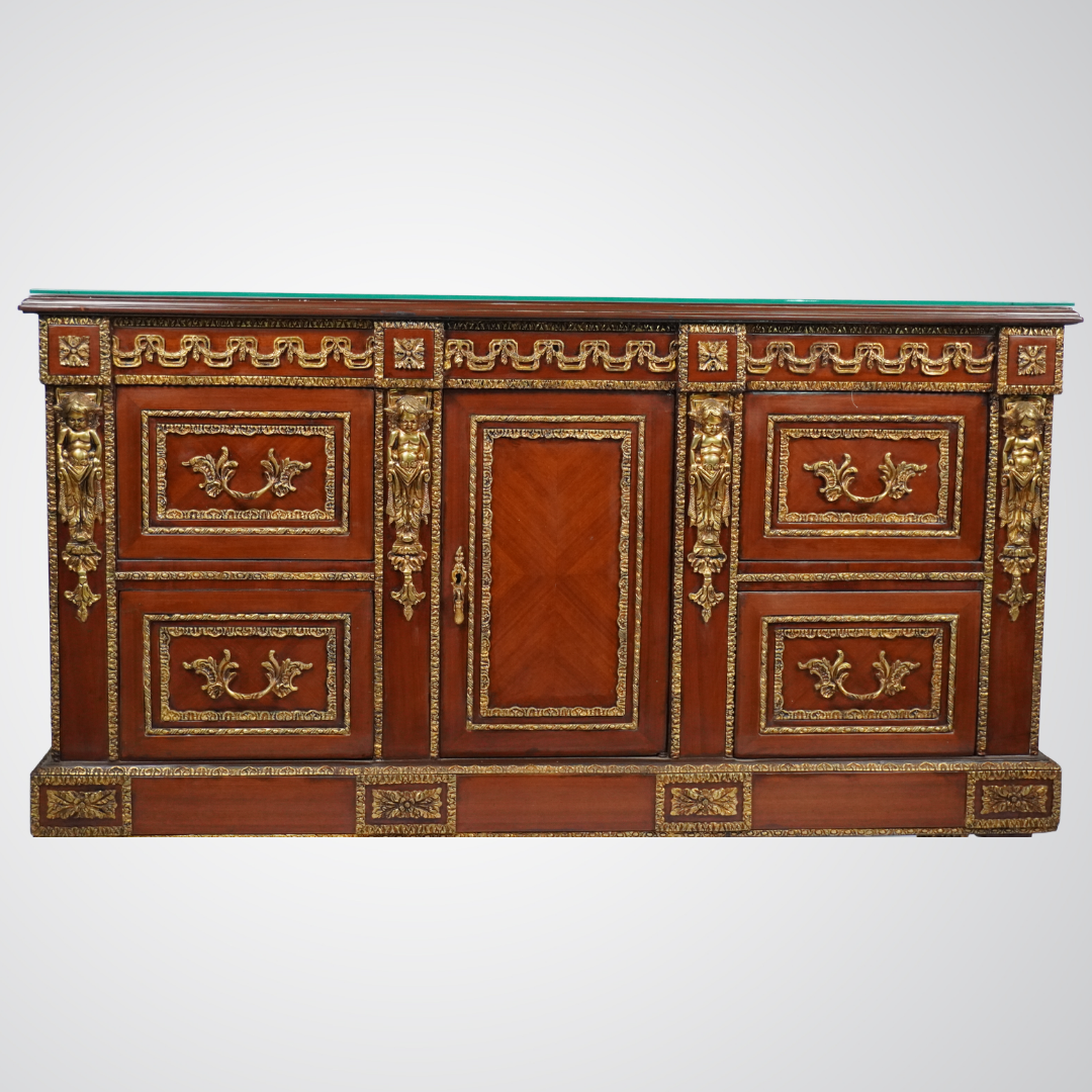 Luxurious Antique French Commode with Ormolu Mounts and Marble Top