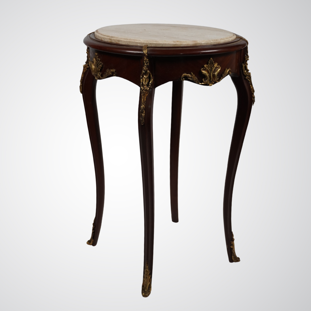 Elegant French Louis XV Style Marble Top Side Table