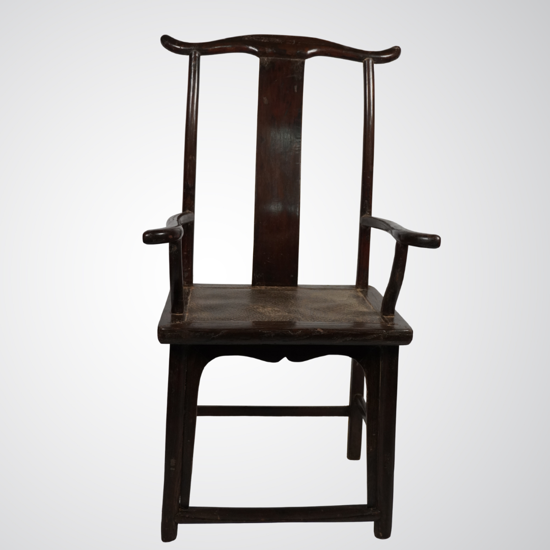 Antique Chinese Official’s Hat Armchair in Dark Wood
