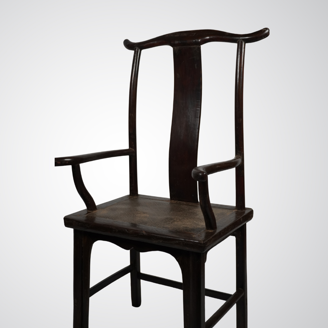 Antique Chinese Official’s Hat Armchair in Dark Wood