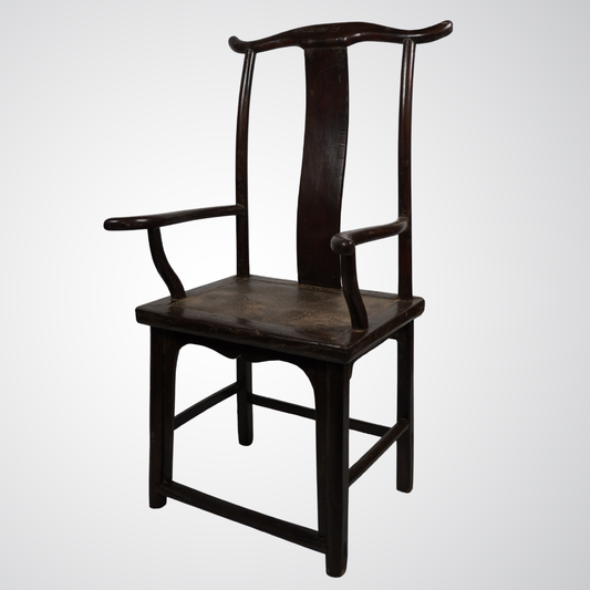 Antique Chinese Official’s Hat Armchair in Dark Wood