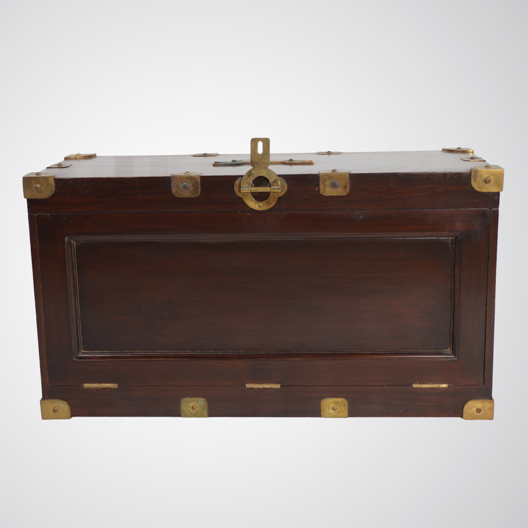 Antique Wooden Storage Trunk with Brass Fittings