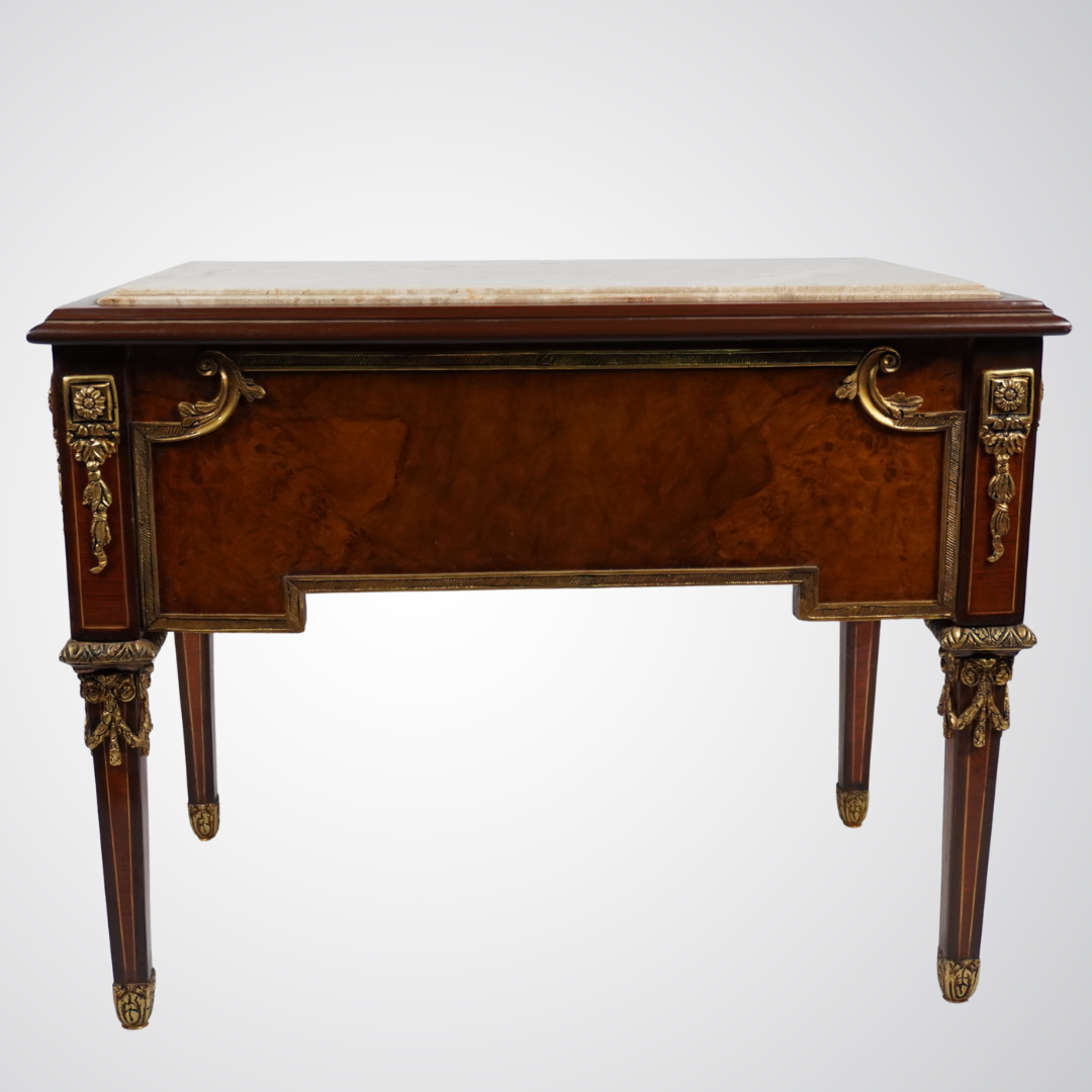 Antique Louis XVI Style Marble-Top Side Table with Gilt Bronze Mounts