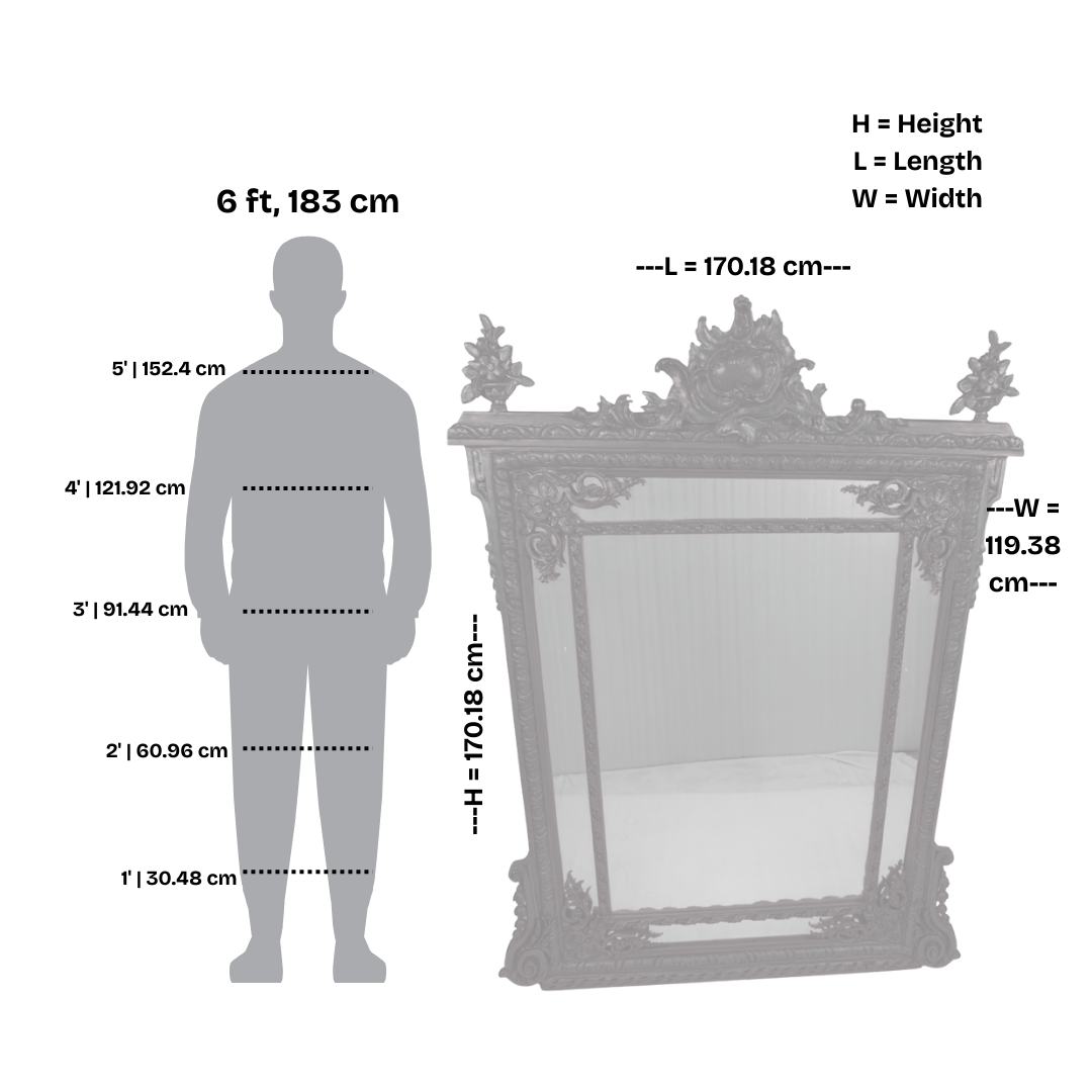 Exquisite Rococo Giltwood Wall Mirror with Ornamental Crest
