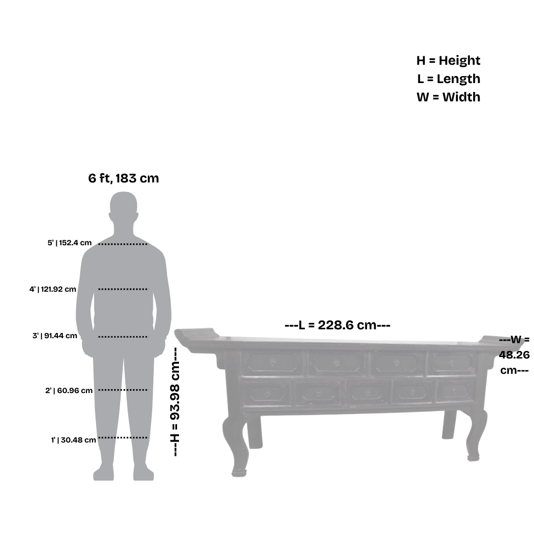 Antique Chinese Elmwood Console with Multiple Drawers