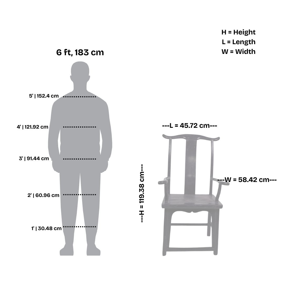 Antique Chinese Official’s Hat Armchair in Dark Wood