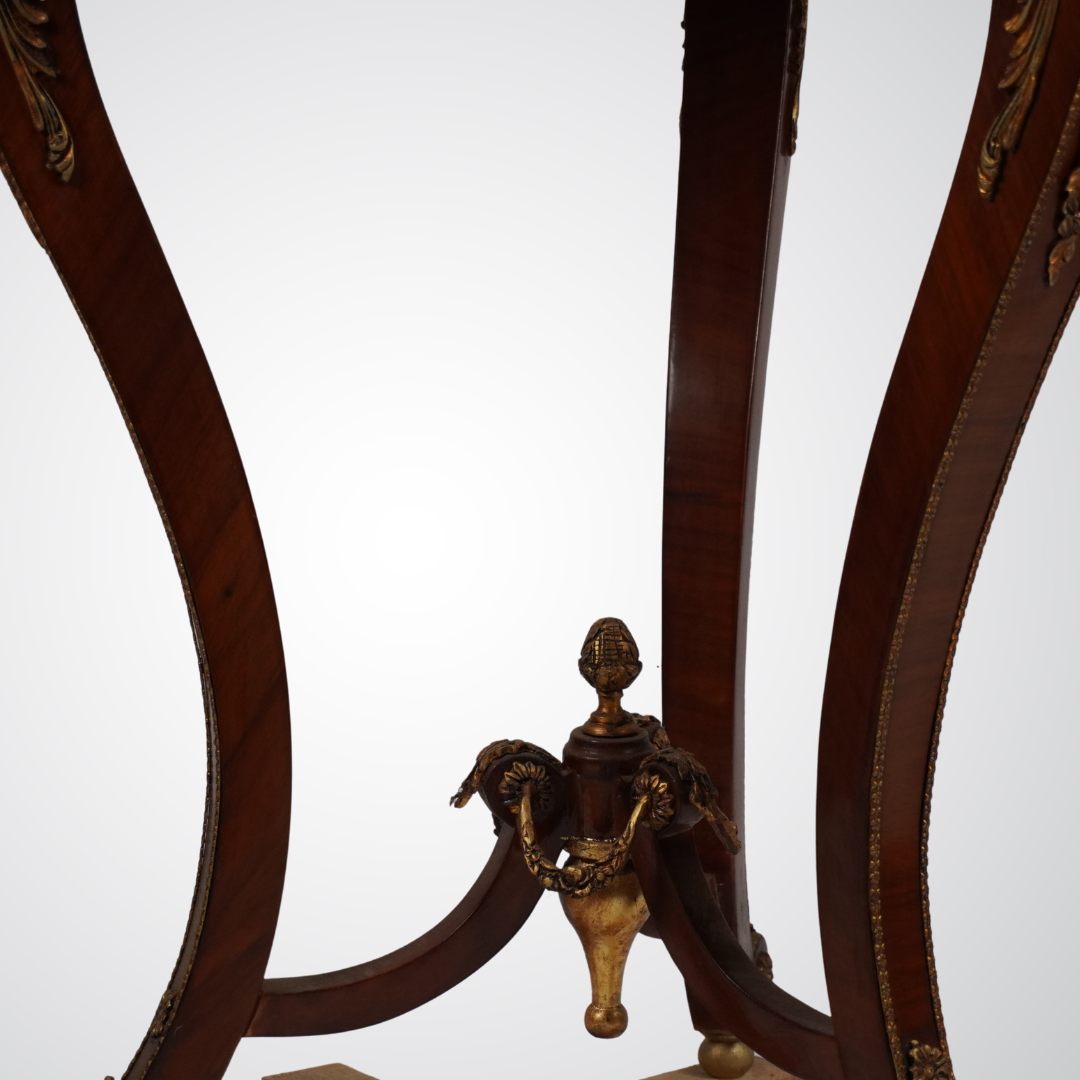 Luxurious French Louis XVI Style Marble-Top Gueridon Table with Bronze Ornaments