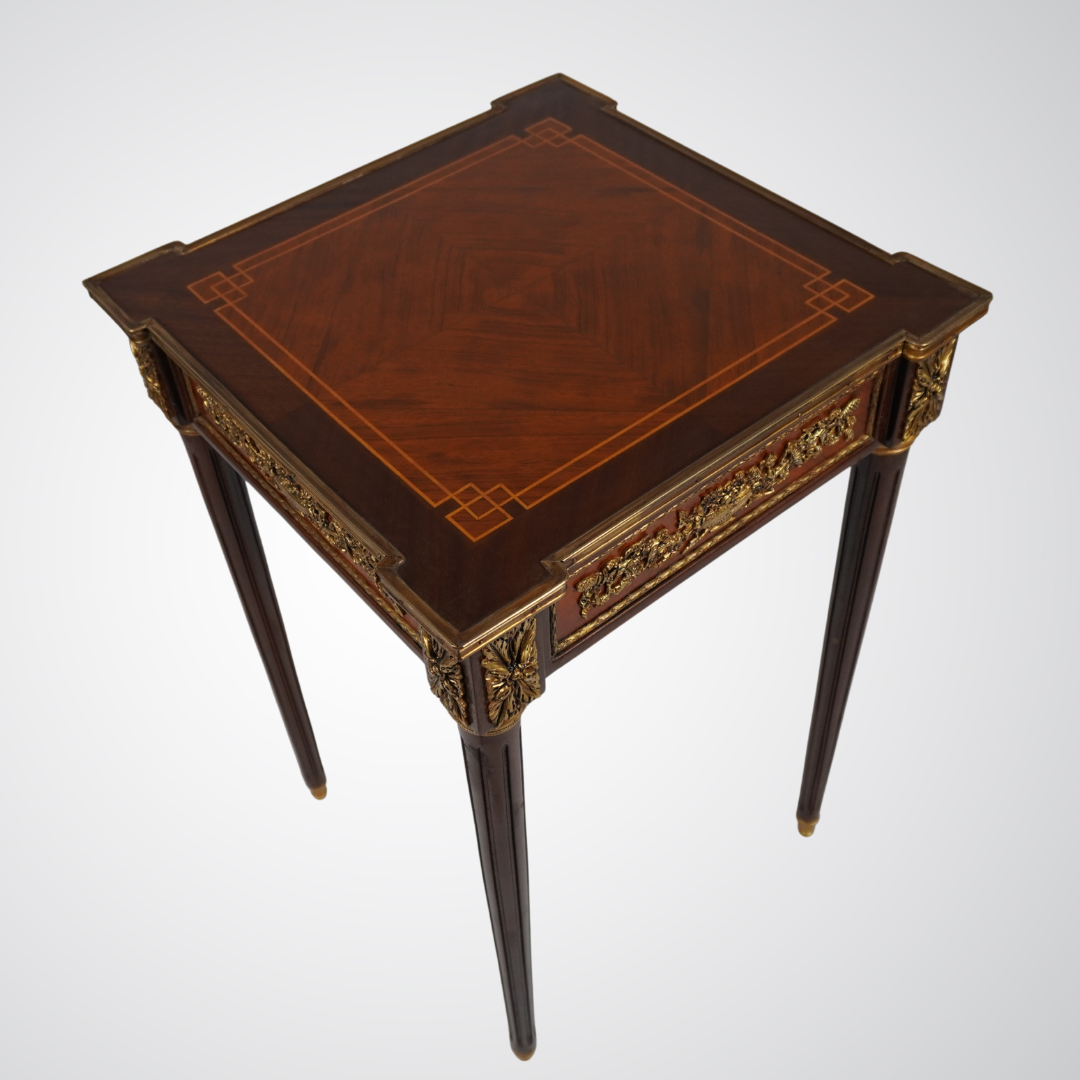 Elegant French Louis XVI Style Side Table with Gilt Bronze Mounts