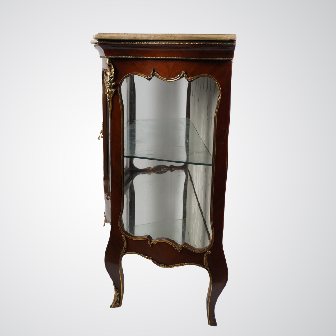 Vintage French-Style Display Cabinet with Glass Doors