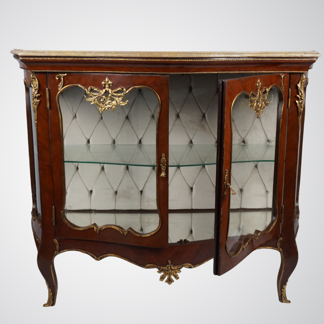 Vintage French-Style Display Cabinet with Glass Doors