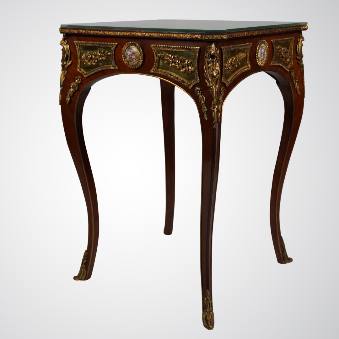 Antique French Louis XV Style Side Table with Gilt Bronze Mounts