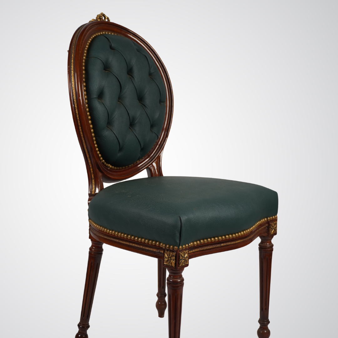 French Louis XVI Style Side Chair with Oval Tufted Back