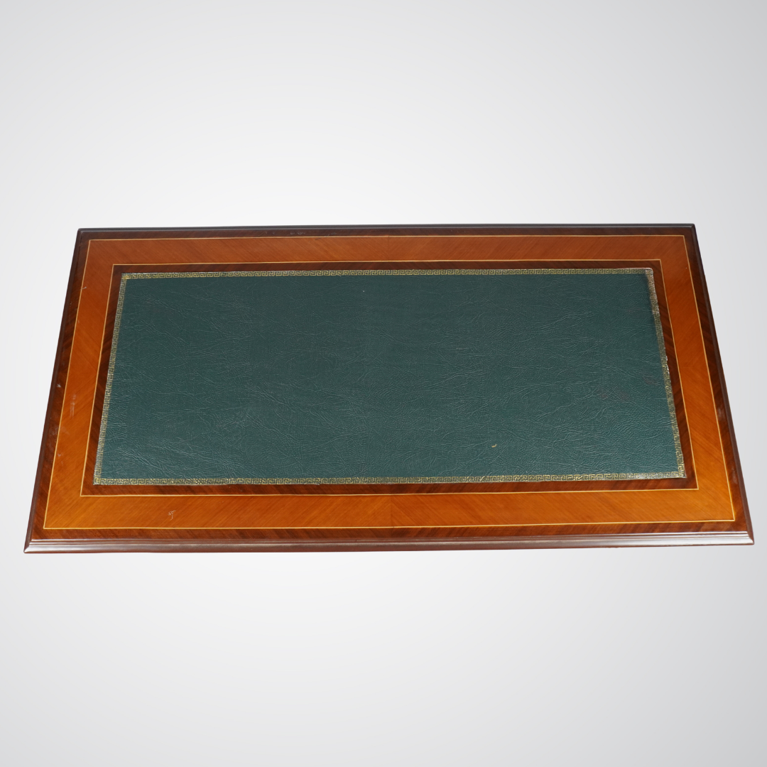 Antique Louis XVI Style Leather-Top Writing Desk with Brass Mounts