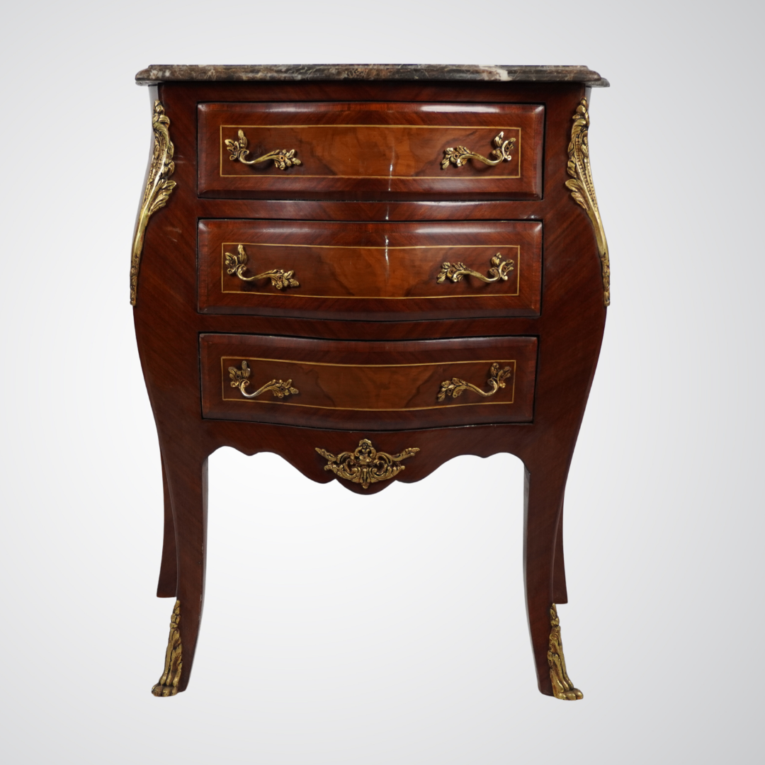 French Louis XV Style Bombe Chest with Marble Top