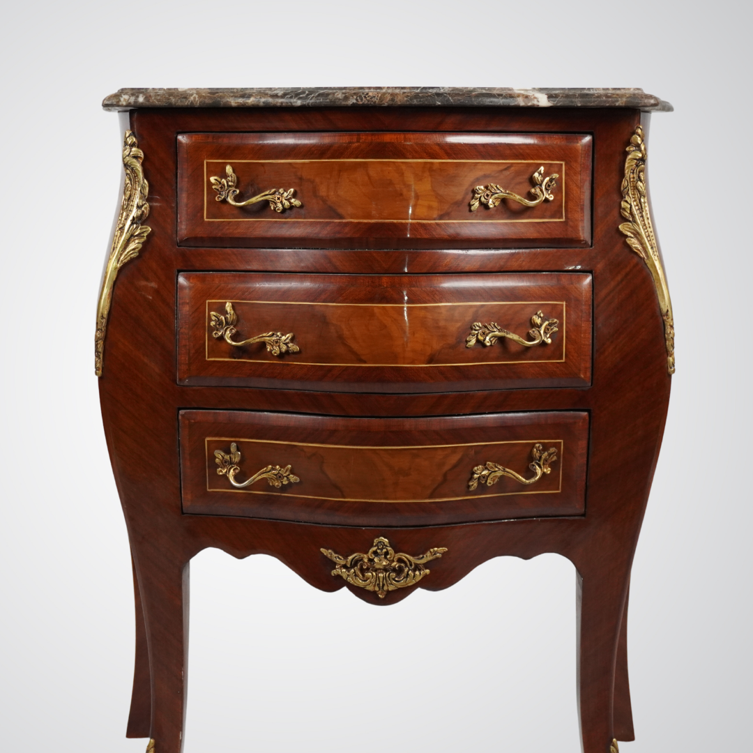 French Louis XV Style Bombe Chest with Marble Top