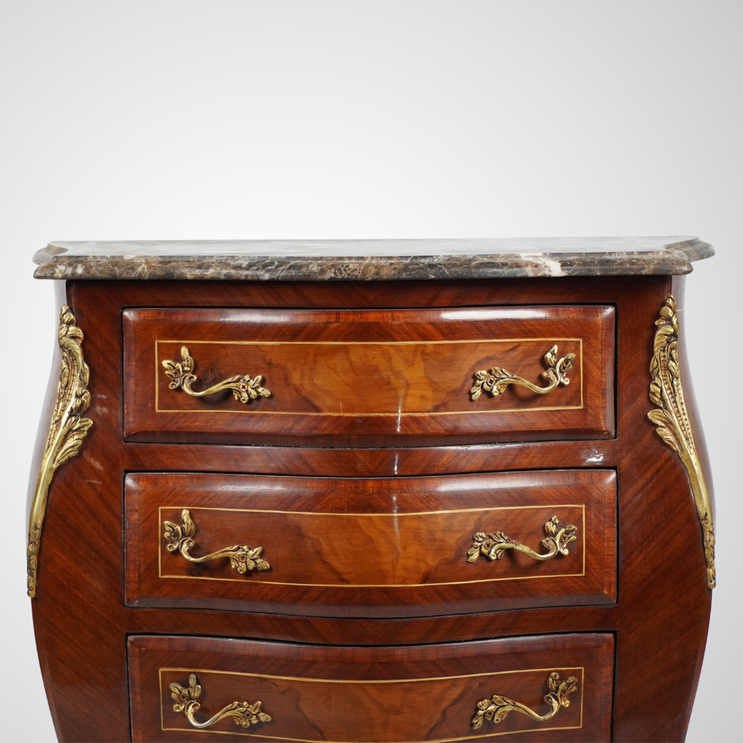 French Louis XV Style Bombe Chest with Marble Top