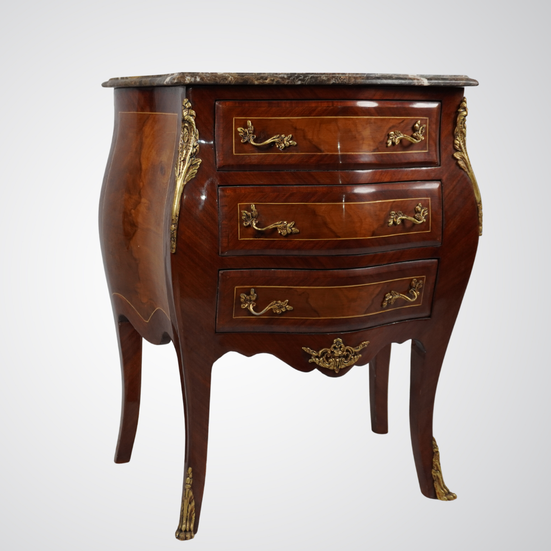 French Louis XV Style Bombe Chest with Marble Top