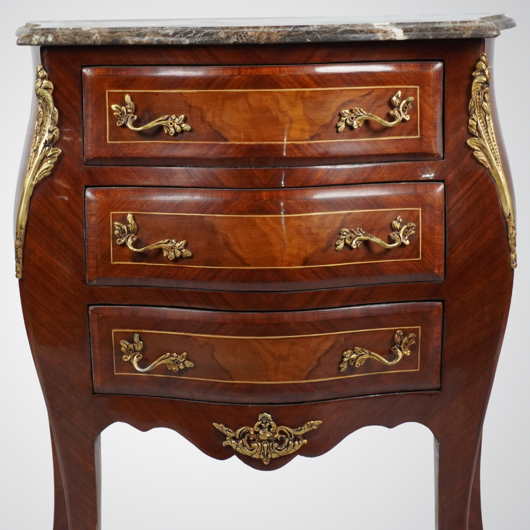 French Louis XV Style Bombe Chest with Marble Top