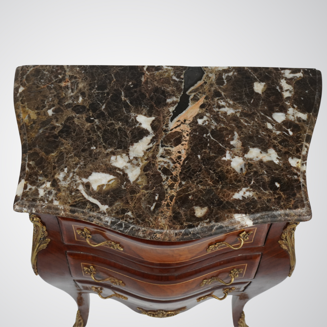 French Louis XV Style Bombe Chest with Marble Top