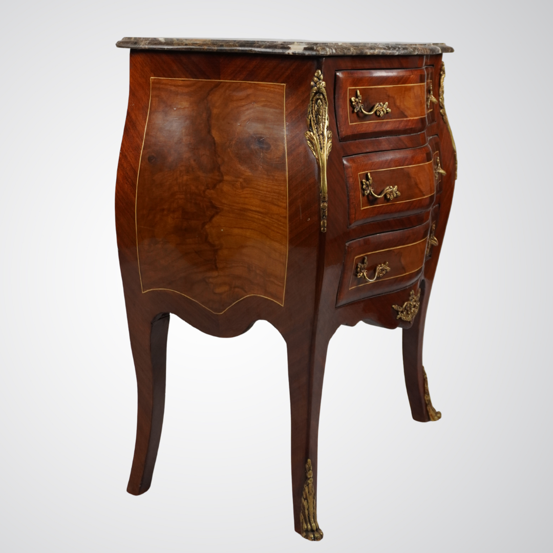 French Louis XV Style Bombe Chest with Marble Top