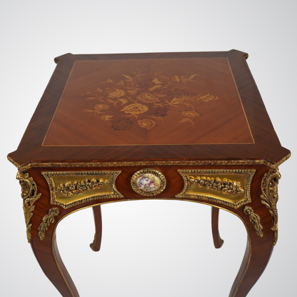Antique French Louis XV Style Side Table with Gilt Bronze Mounts