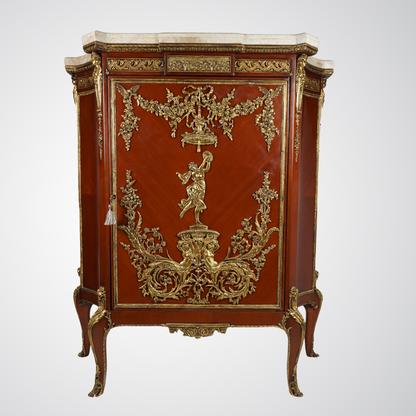 Exceptional Louis XV Style Cabinet with Marble Top and Gilt Bronze Ornamentation