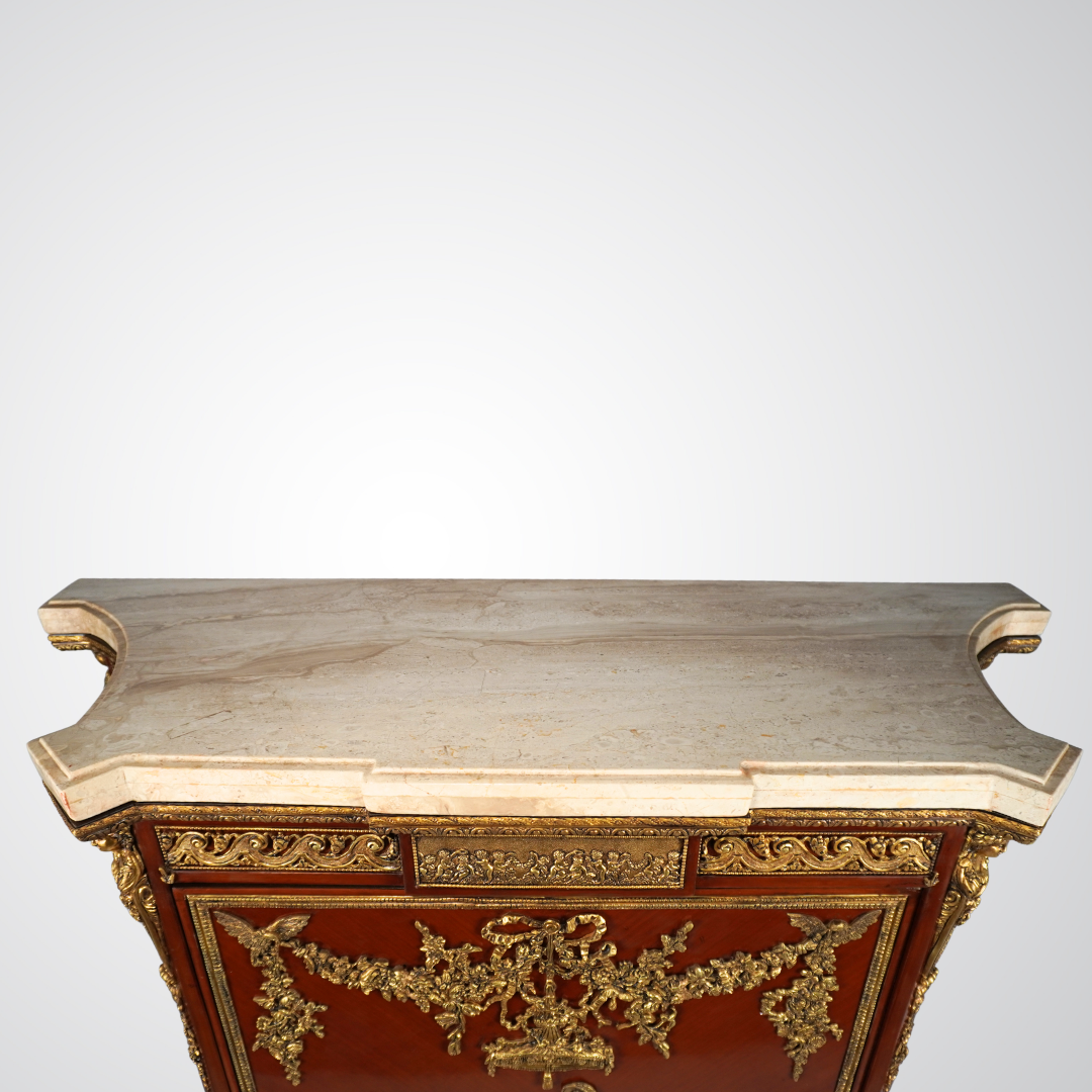 Exceptional Louis XV Style Cabinet with Marble Top and Gilt Bronze Ornamentation