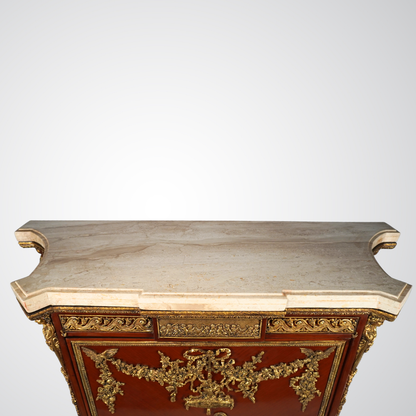 Exceptional Louis XV Style Cabinet with Marble Top and Gilt Bronze Ornamentation
