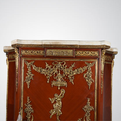 Exceptional Louis XV Style Cabinet with Marble Top and Gilt Bronze Ornamentation