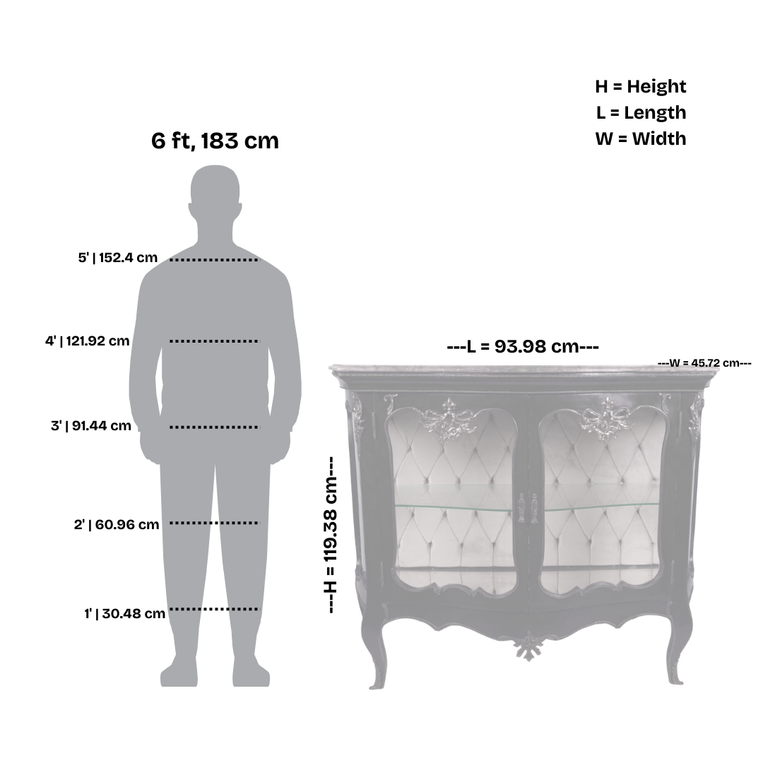 Vintage French-Style Display Cabinet with Glass Doors