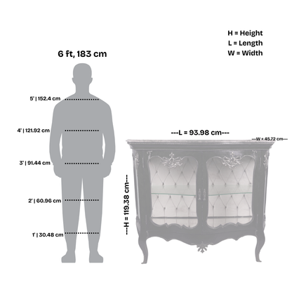 Vintage French-Style Display Cabinet with Glass Doors