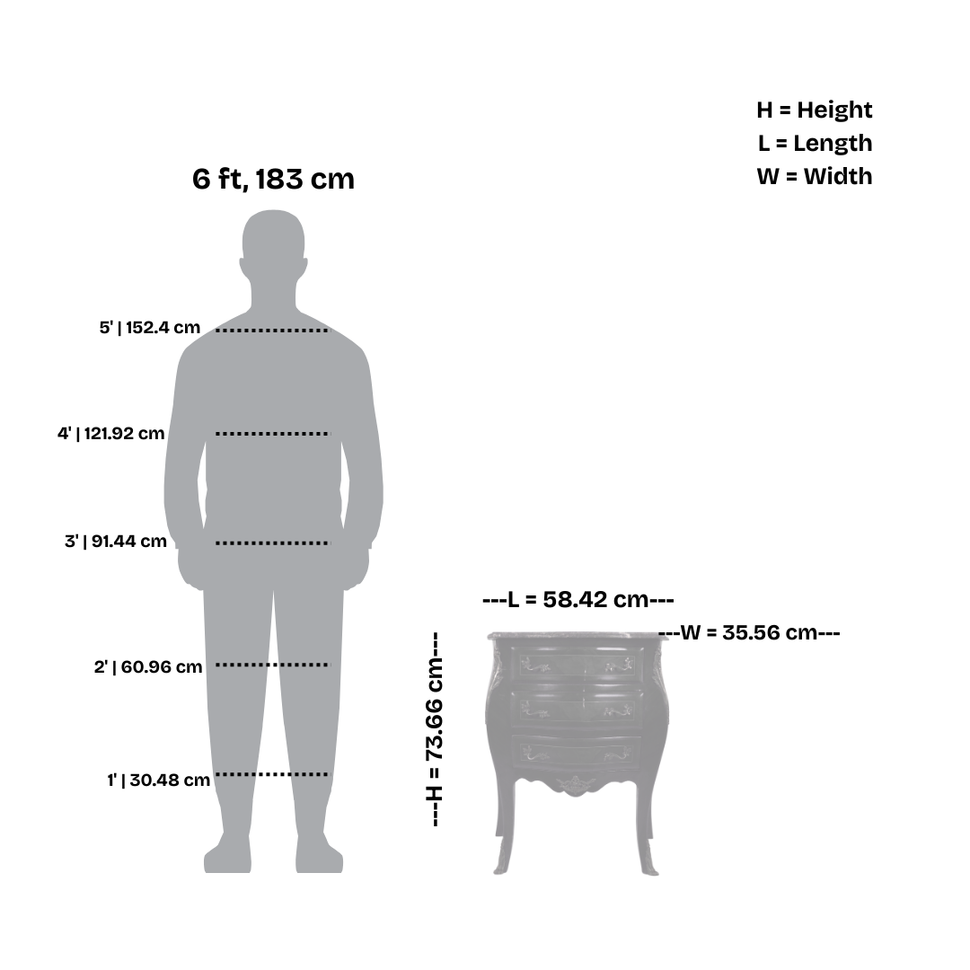 French Louis XV Style Bombe Chest with Marble Top