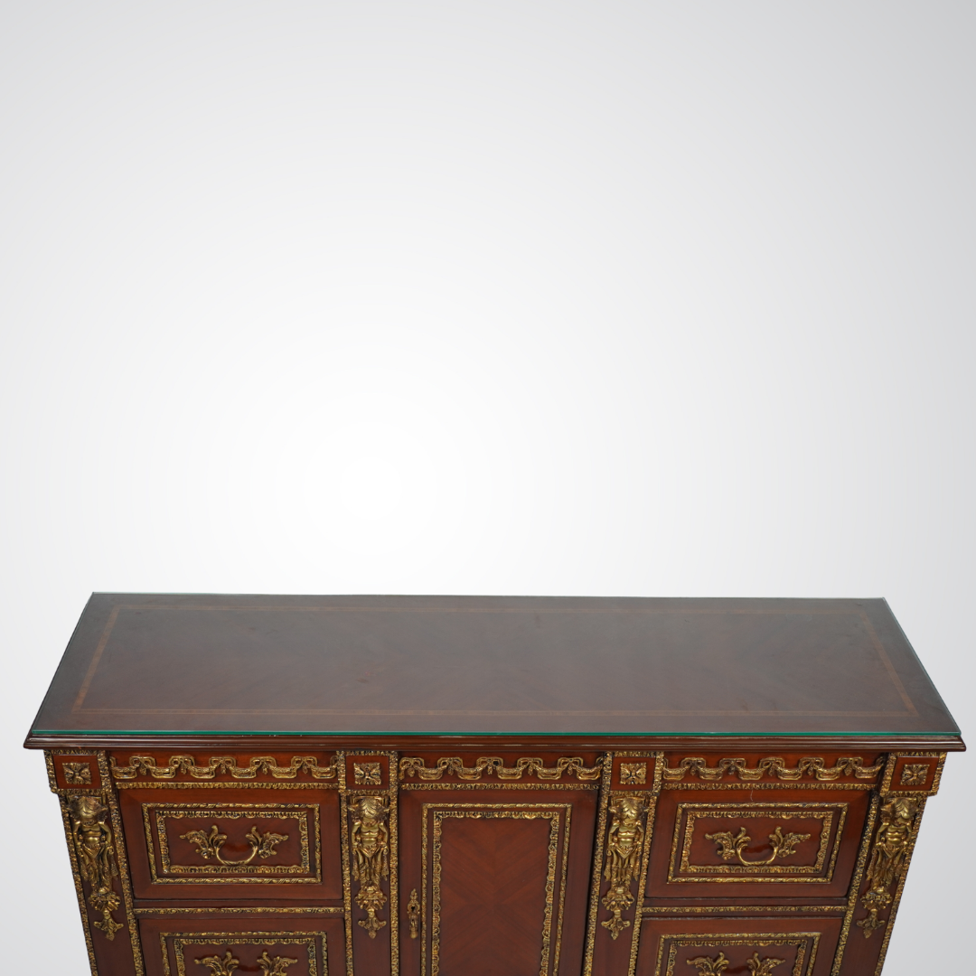 Luxurious Antique French Commode with Ormolu Mounts and Marble Top