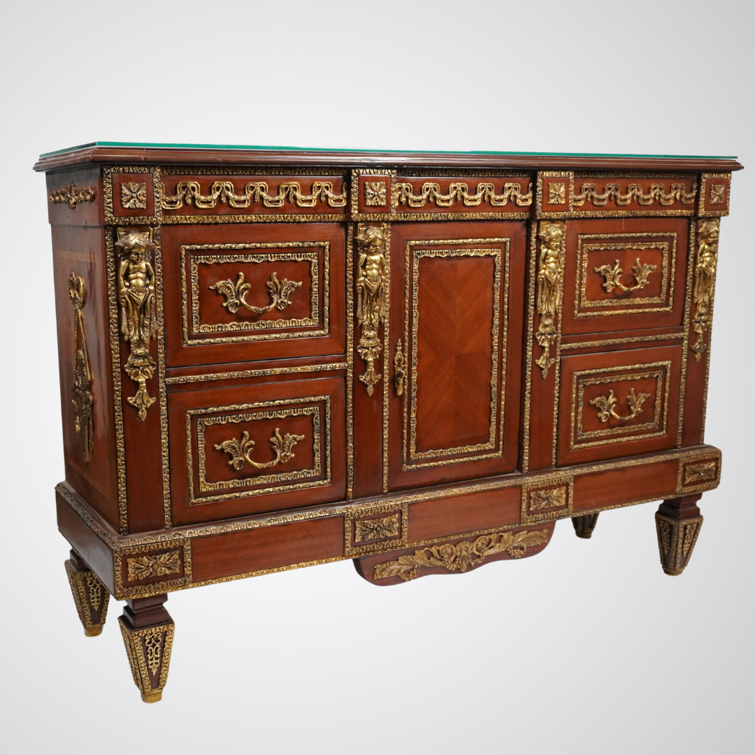 Luxurious Antique French Commode with Ormolu Mounts and Marble Top