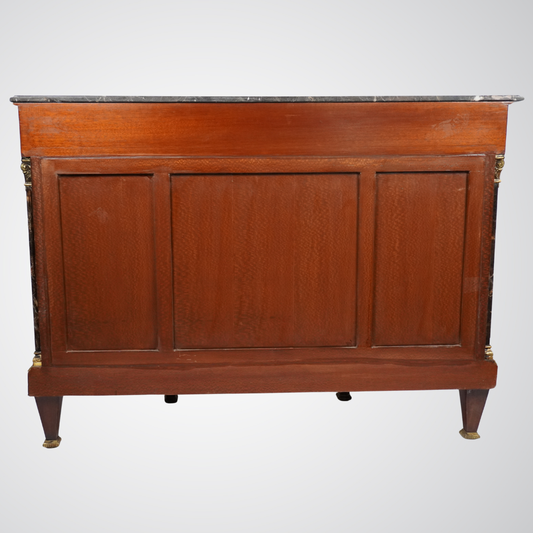 Antique French Display Commode with Red Velvet Backing and Gilt Bronze Ormolu