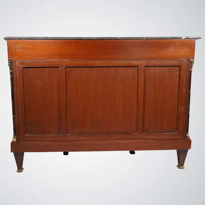Antique French Display Commode with Red Velvet Backing and Gilt Bronze Ormolu