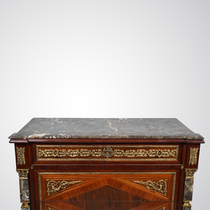 Luxurious Louis XVI Style Commode with Marble Top and Gilt Bronze Detailing