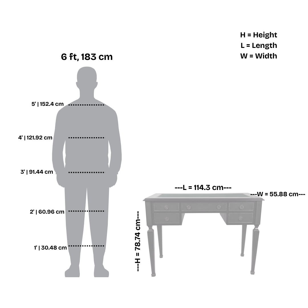 Antique Louis XVI Style Leather-Top Writing Desk with Brass Mounts