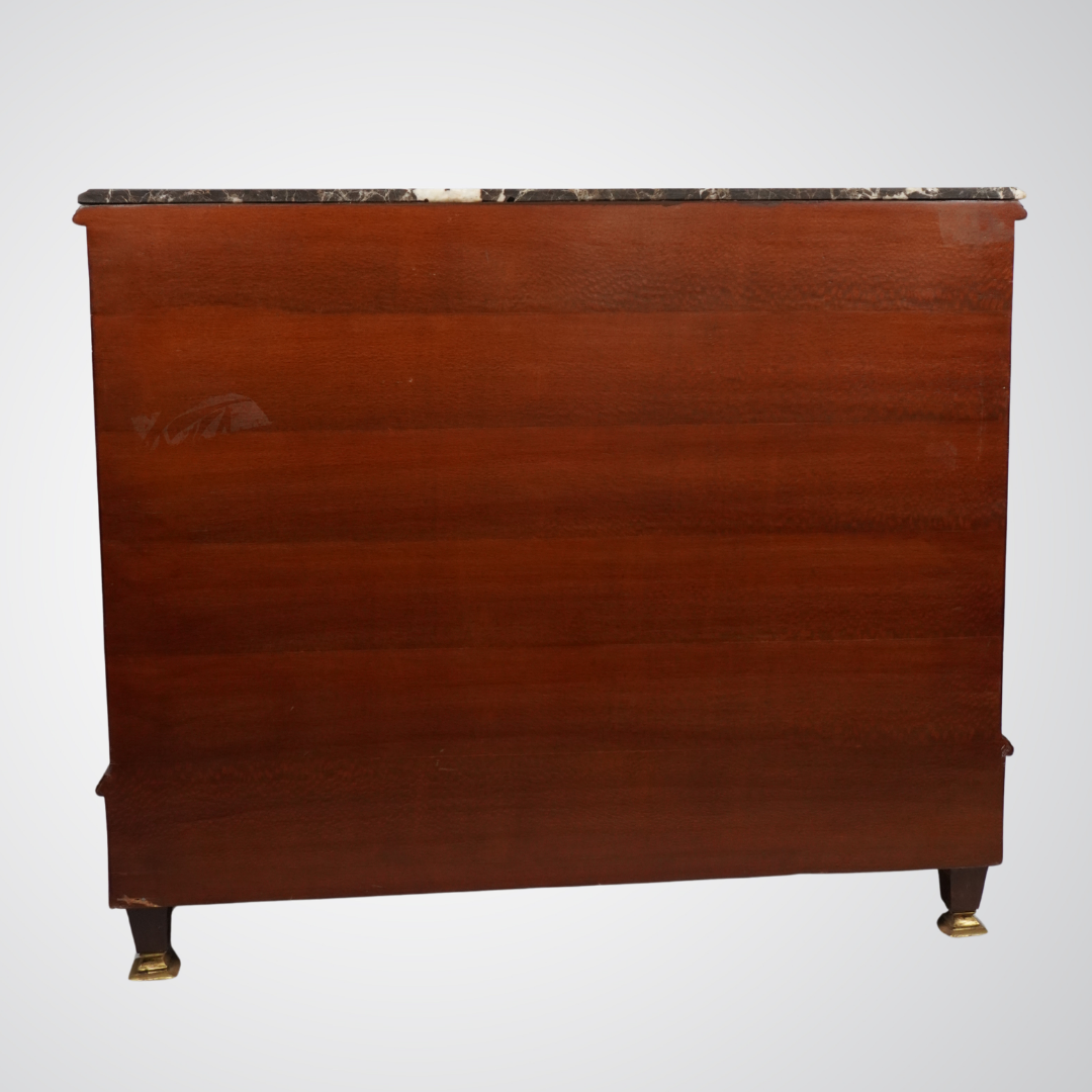 Luxurious Louis XVI Style Commode with Marble Top and Gilt Bronze Detailing