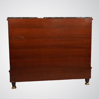 Luxurious Louis XVI Style Commode with Marble Top and Gilt Bronze Detailing