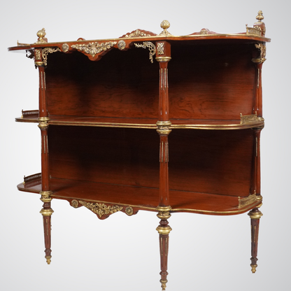 Exquisite Louis XVI Style Mahogany Étagère with Gilt Bronze Mounts and Clock Pediment