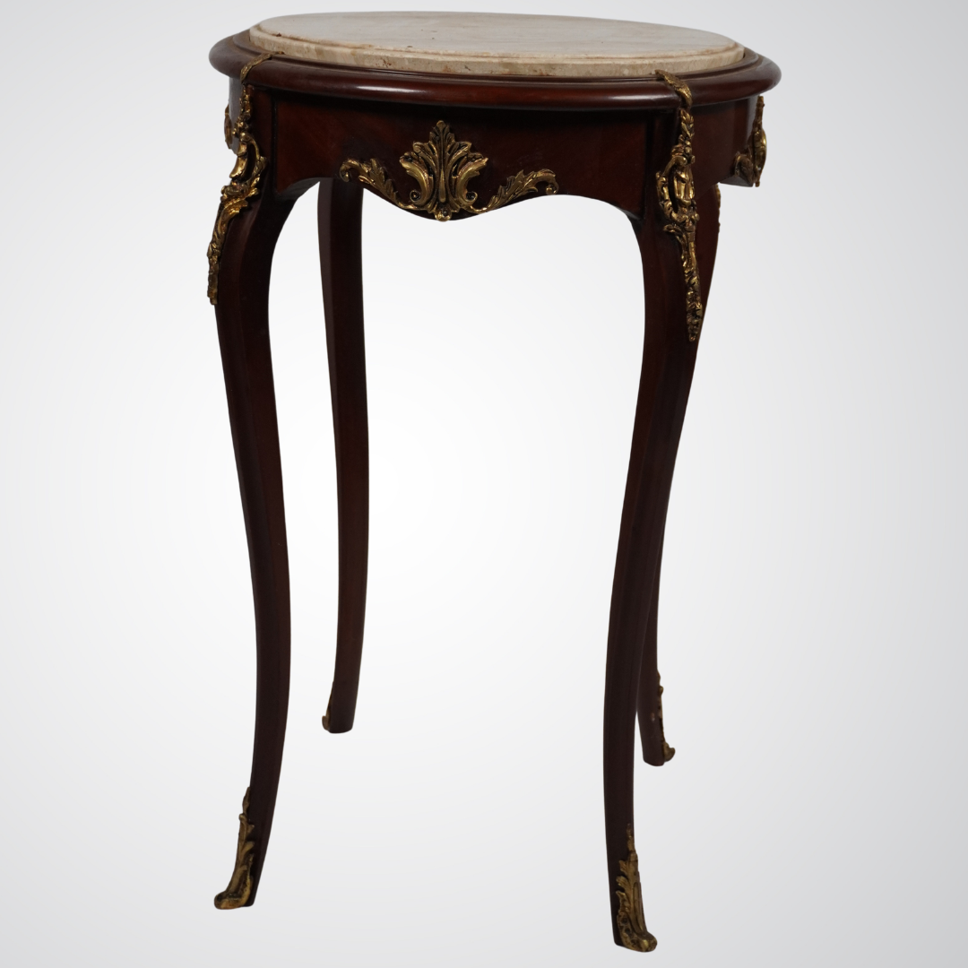 Elegant French Louis XV Style Marble Top Side Table