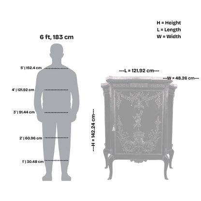 Exceptional Louis XV Style Cabinet with Marble Top and Gilt Bronze Ornamentation